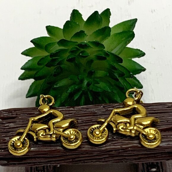 Motorcycle Earrings, Bike Earrings, Dirt Bike Earrings, Gift Idea, Cute Earring - Picture 3 of 6